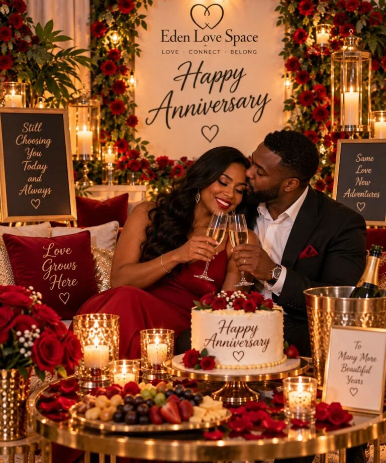 Couple celebrating their anniversary at Eden Love Space