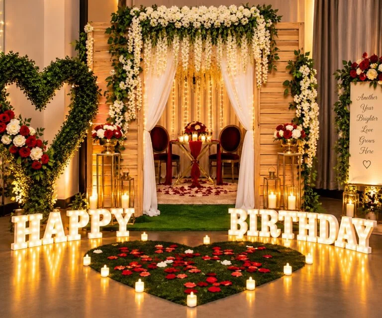 Eden birthday pod with Happy Birthday lights