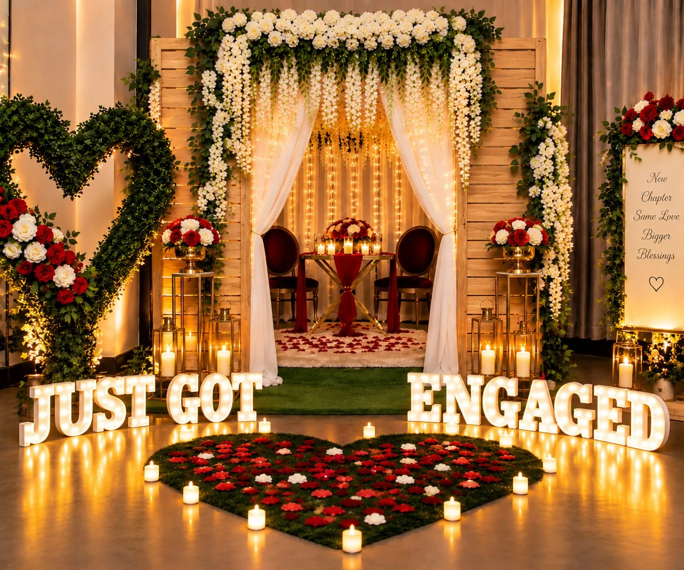 Eden engagement pod with Just Got Engaged lights